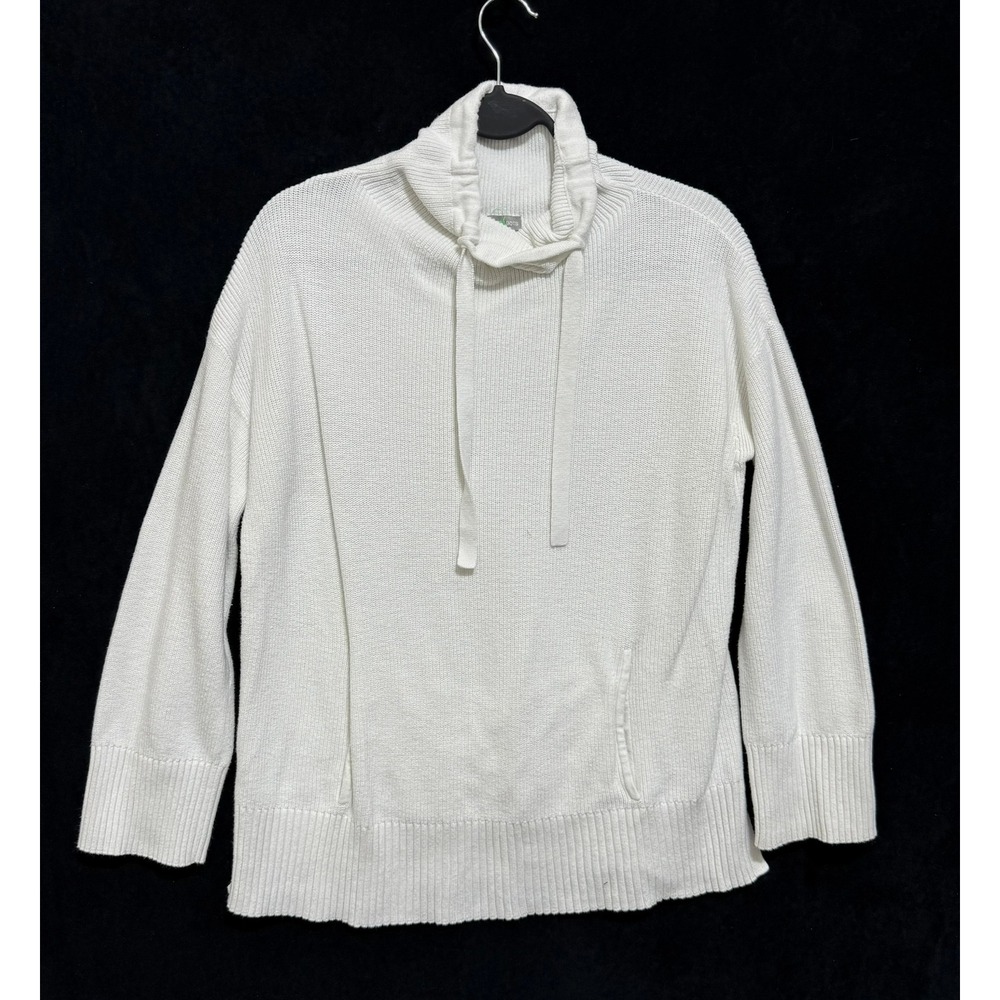 T by Talbots Womens‎ White Ribbed Funnel Neck Sweater Small CN5413
